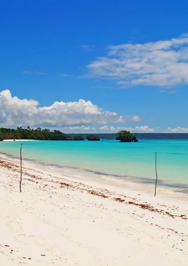 Luengoni beach and lagoon at Mu, Lifou, Loyalty Islands, New Caledonia.