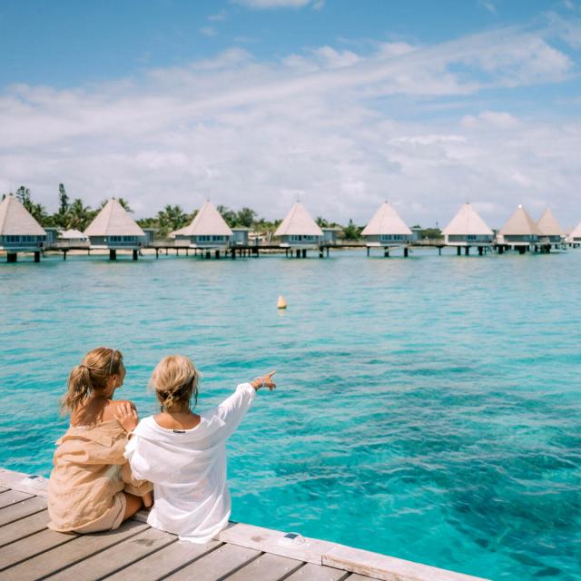 The DoubleTree by Hilton Îlot Maître Resort and its bungalows on stilts in Nouméa, New Caledonia.