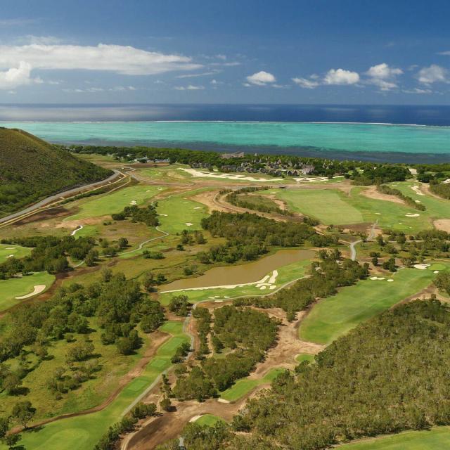 Aerial view of the Deva golf course in Bourail, New Caledonia.