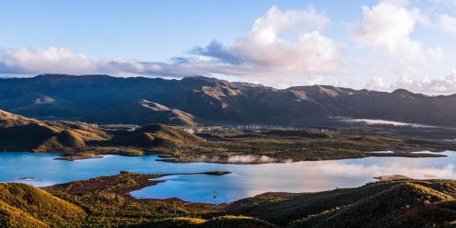 View of Lac de Yaté in the Parc Provincial de la Rivière Bleue, New Caledonia.
