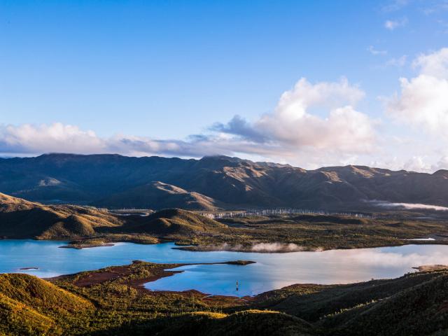 View of Lac de Yaté in the Parc Provincial de la Rivière Bleue, New Caledonia.
