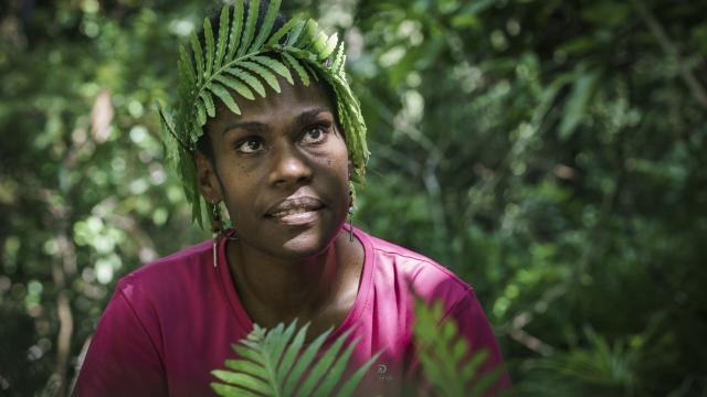 Mêrêsaaba Rando, pedestrian and botanical guide at the Parc des Grandes Fougères in Farino, New Caledonia.