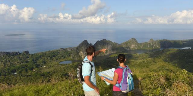 View of the Lindéralique cliffs from the top of the Col de Ga Wivaek in Hienghène, New Caledonia.