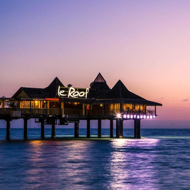 Restaurant on stilts, Le Roof on Anse Vate bay in Nouméa, New Caledonia.