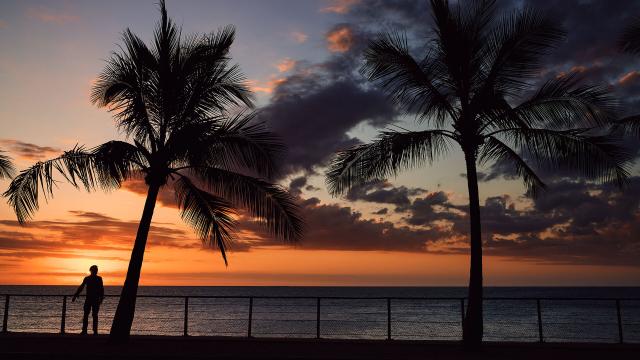Sunset at Baie des Citrons in Nouméa, New Caledonia.