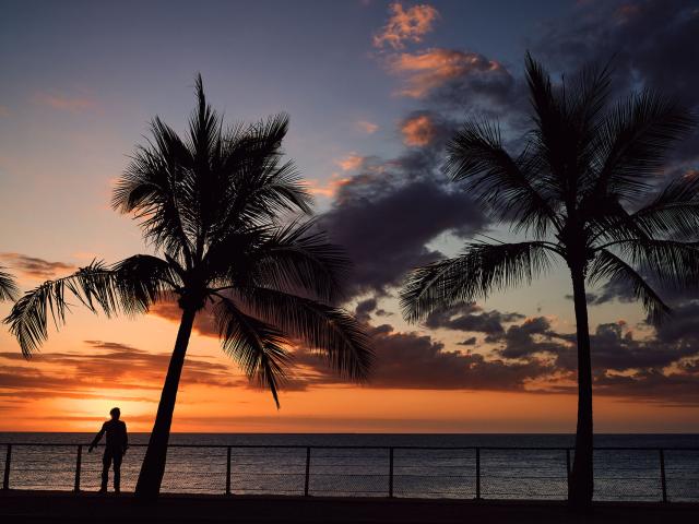 Sunset at Baie des Citrons in Nouméa, New Caledonia.