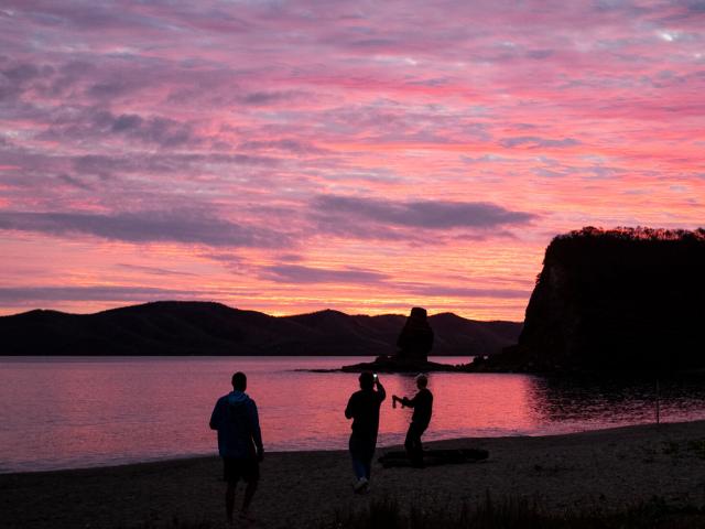 Sunset from Roche Percée beach in Bourail, New Caledonia.