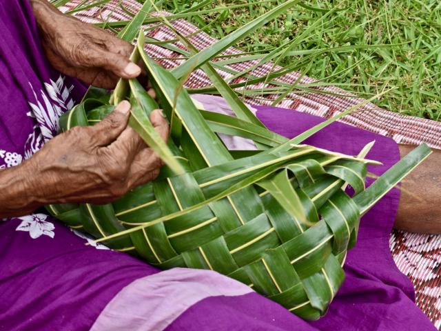 Braiding at the Oui Poin tribe in Farino, New Caledonia.