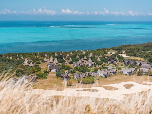 View of the Sheraton Deva Hotel and Poé Lagoon in Bourail, New Caledonia