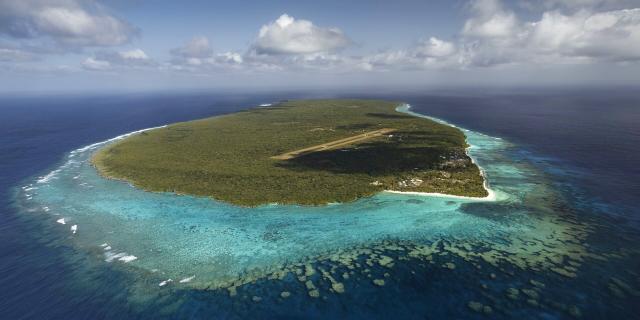 Aerial view of Tiga Island, New Caledonia.