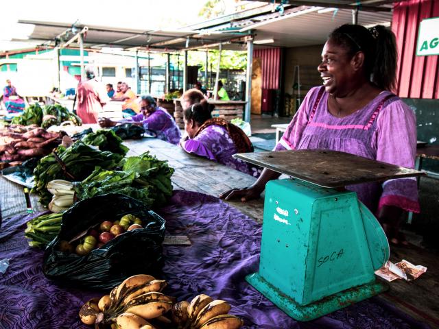Wé municipal market in Lifou, Loyalty Islands, New Caledonia.