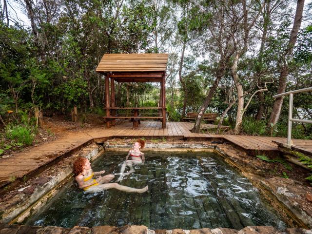 Bathing at the Prony hot springs in New Caledonia.