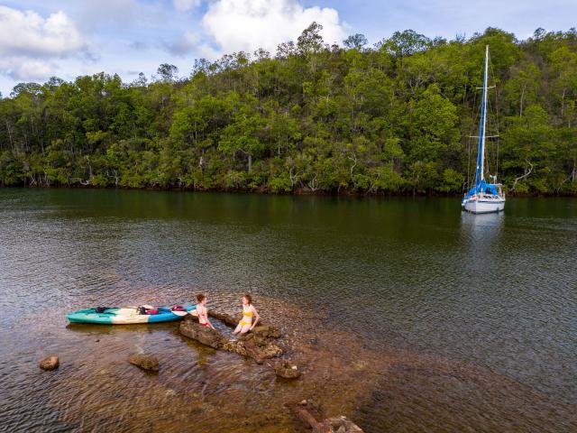 Bathing at the Baie du Carénage thermal spring south of Le Mont-Dore.