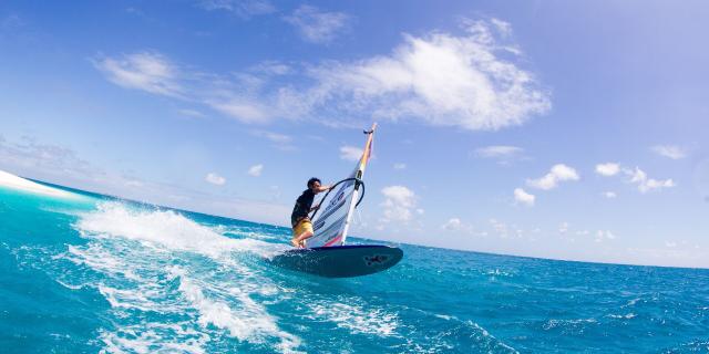 Windsurfing on the lagoon of New Caledonia