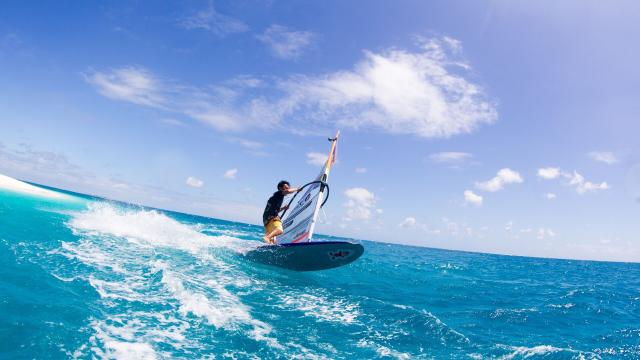 Windsurfing in New Caledonia's lagoon