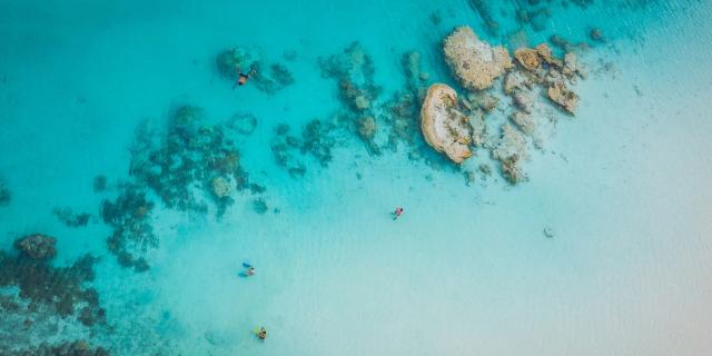 Snorkelling at the natural swimming pool, Île des Pins