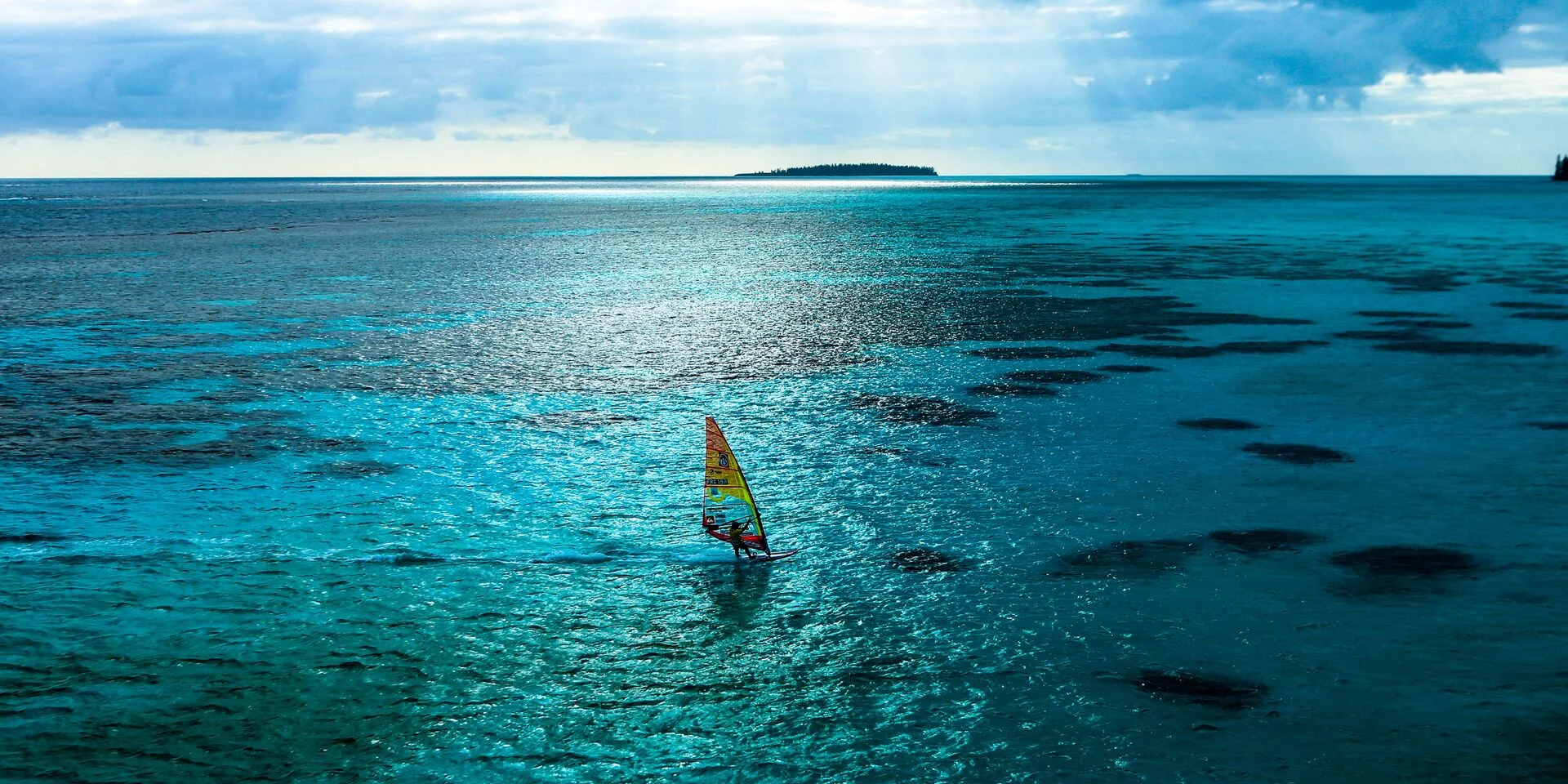 Windsurfing in New Caledonia's lagoon