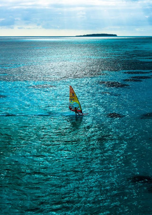 Windsurfing in New Caledonia's lagoon