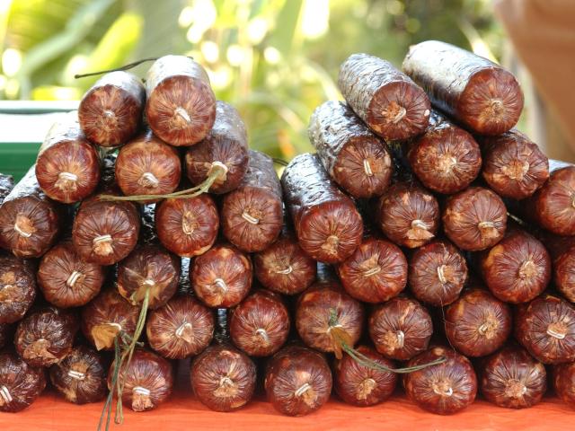 Deer sausage at a market