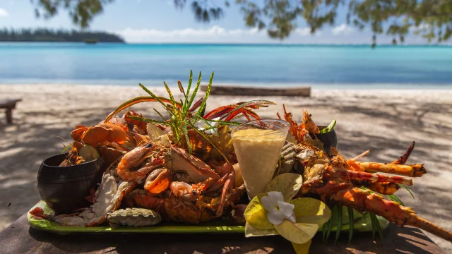Lobster on the beach facing the lagoon, New Caledonia