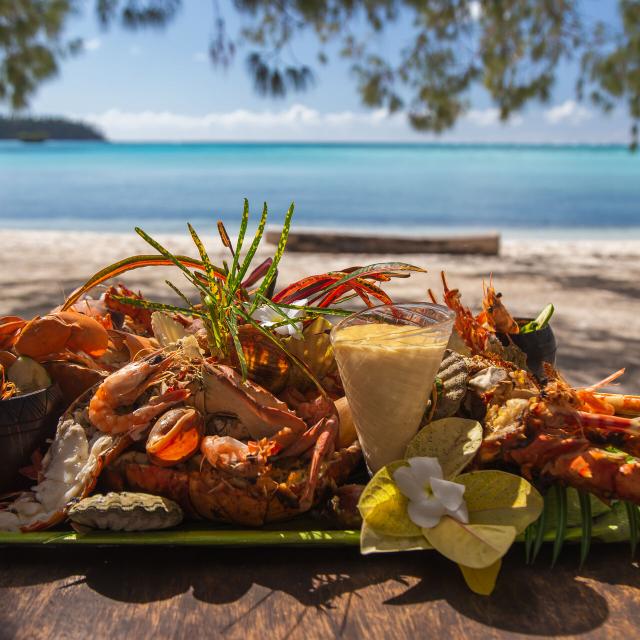 Lobster on the beach facing the lagoon, New Caledonia