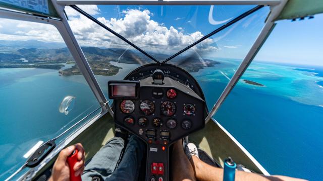 Microlight flight over Poé lagoon in Bourail