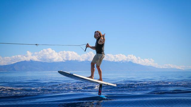 Wakefoiling in New Caledonia's lagoon