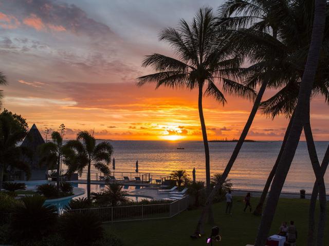 Sunset at Hotel Château Royal in Nouméa
