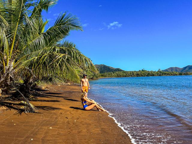 Black sand beach of Port Bouquet, Thio