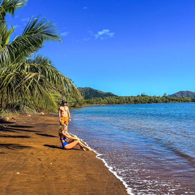 Black sand beach of Port Bouquet, Thio