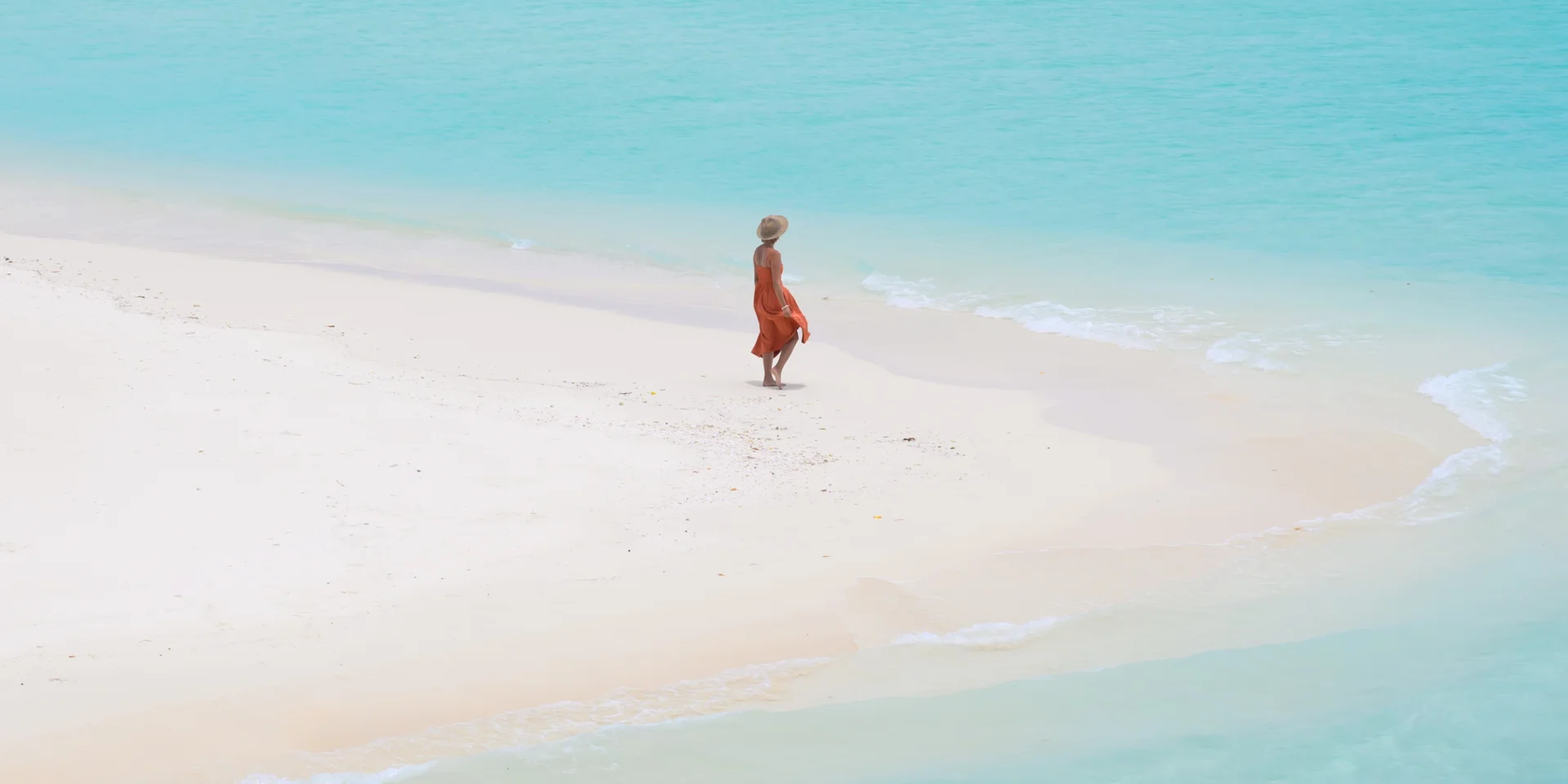 Touriste Sur Une Bande De Sable