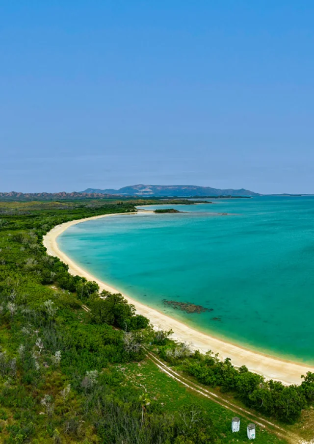 Panoramic view of Nénon Beach in Poum, New Caledonia